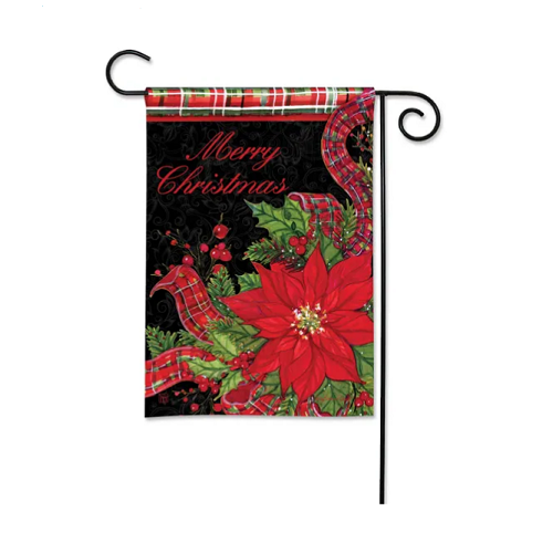 Studio M Plaid Poinsettia Garden Flag