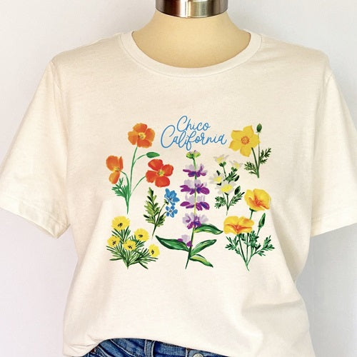 Doodles Ink Chico CA Wildflowers Tee