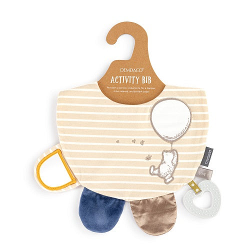 Demdaco Classic Winnie-the-Pooh Activity Bib Tan & Blue