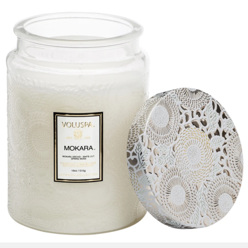 Voluspa Mokara Large Embossed Glass Jar Candle