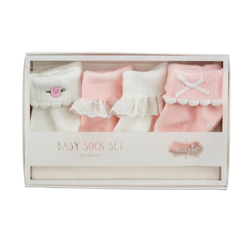 Mud Pie Pink Foldover Sock Set