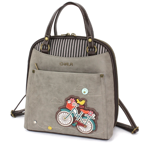 Chala Convertible Backpack Purse Bicycle Gray